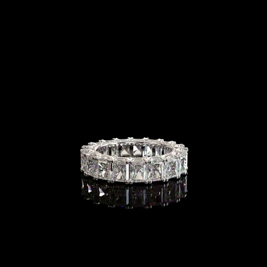 Emerald-Cut Eternity Band product image on black background