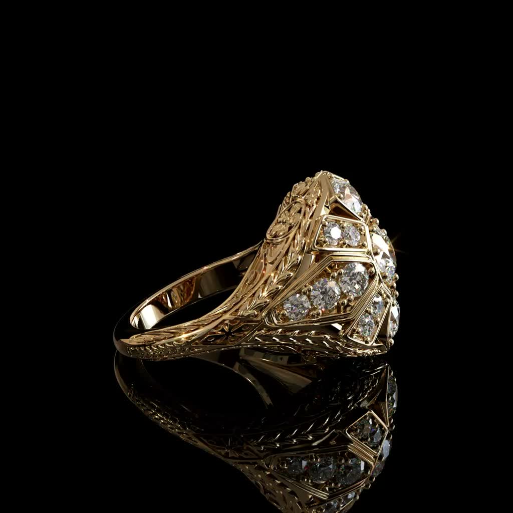 Heirloom Filigree Statement Ring product image on black background