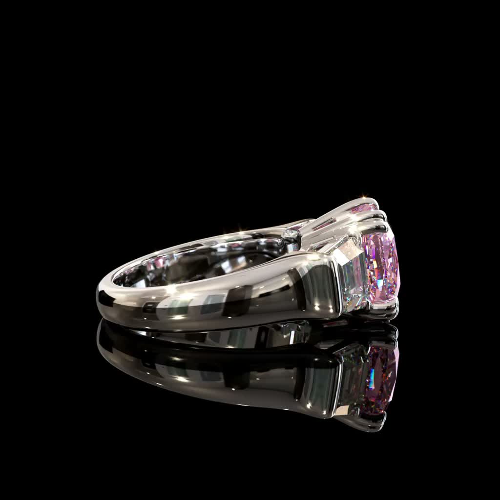 Blush Baguette Statement Ring product image on black background
