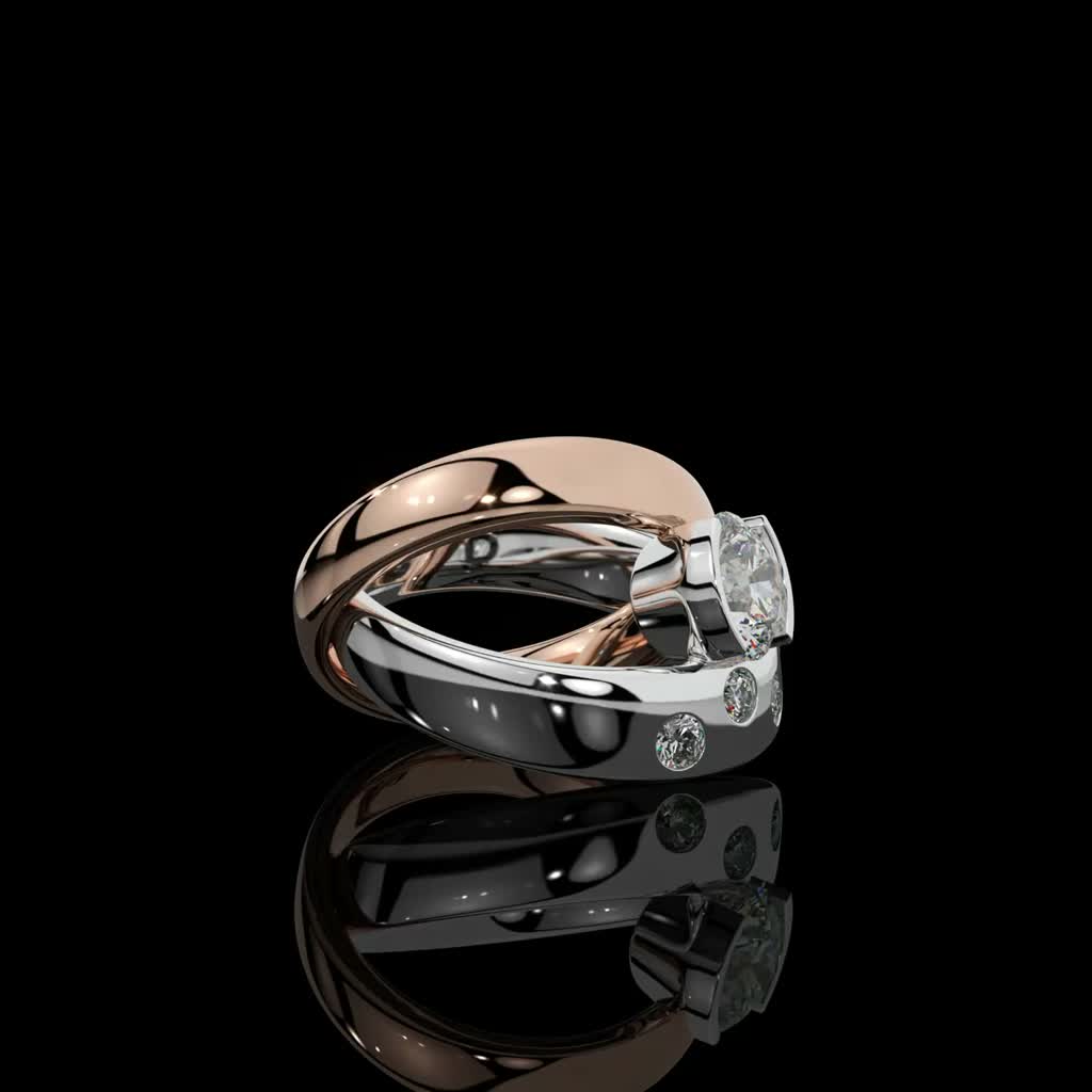Two-Tone Wave Ring product image on black background