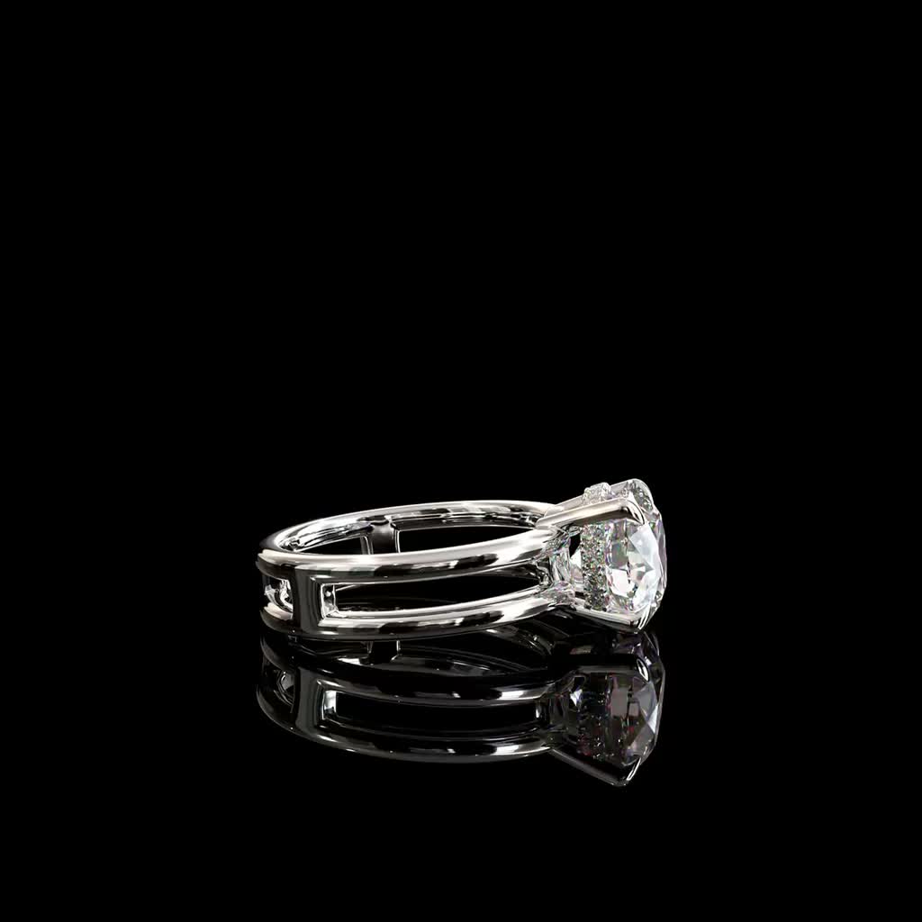 Twin Band Solitaire Ring product image on black background