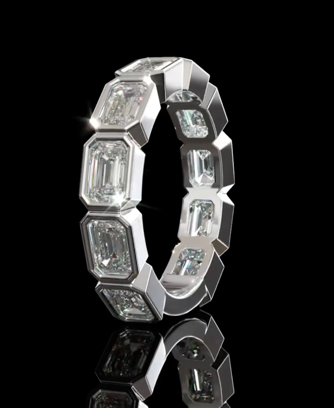 Bezel Emerald Eternity product image on black background