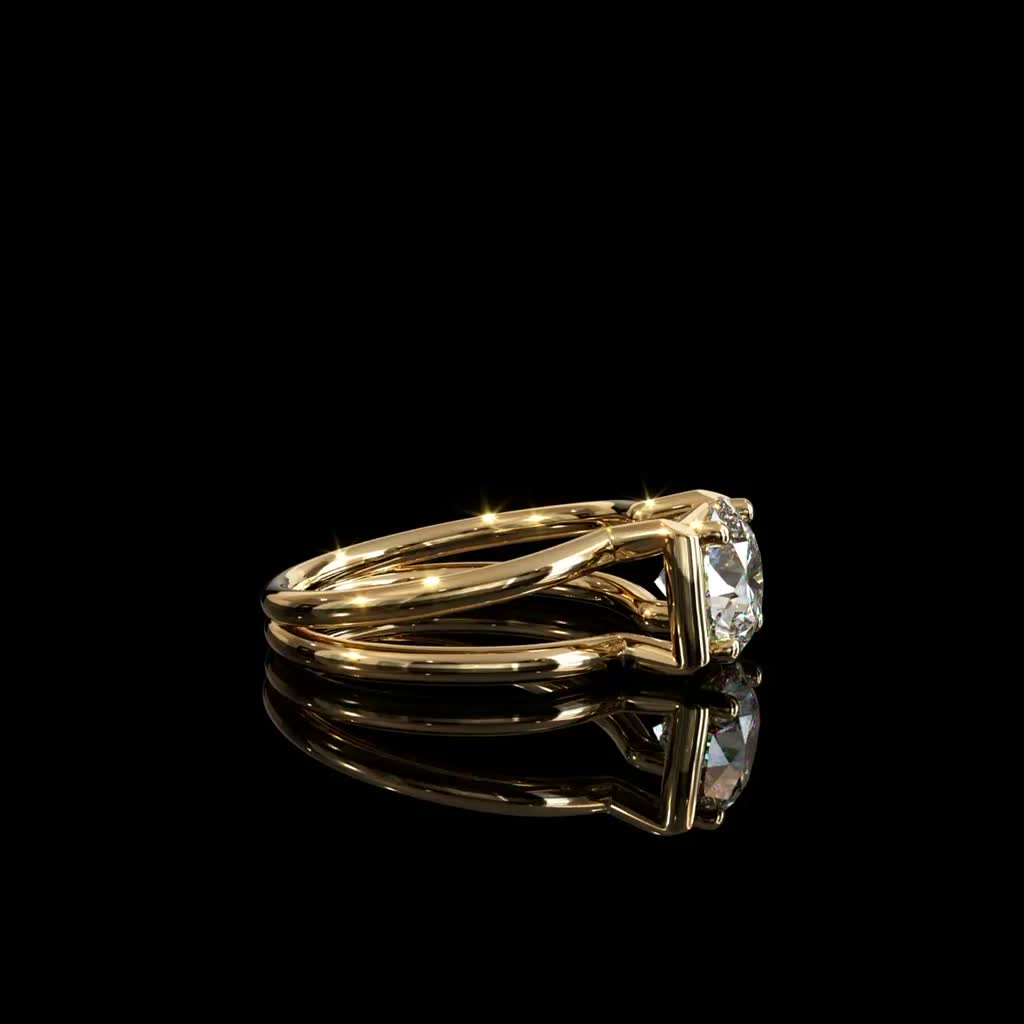 Golden Reed Solitaire Ring product image on black background