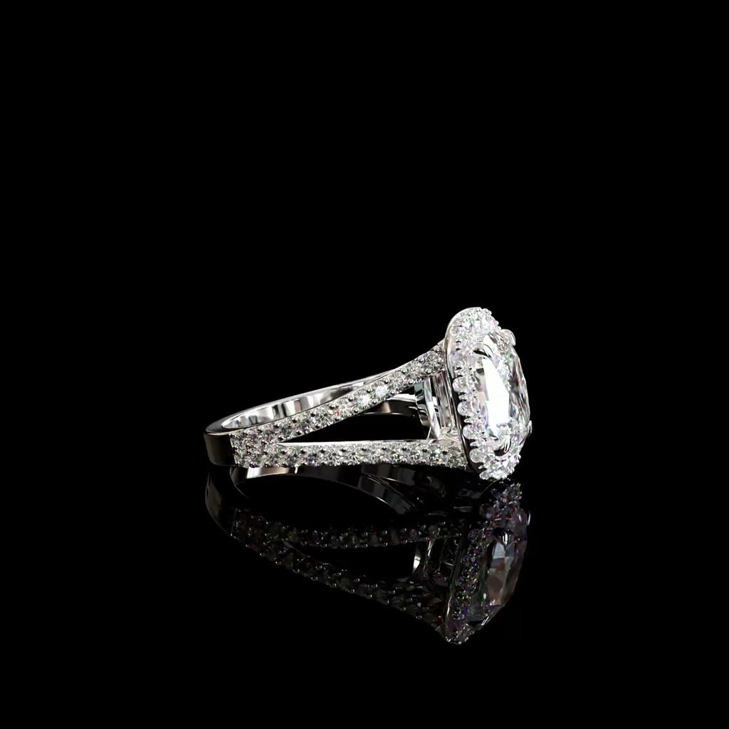Luna Split-Shank Halo Ring product image on black background