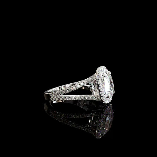 Luna Split-Shank Halo Ring product image on black background