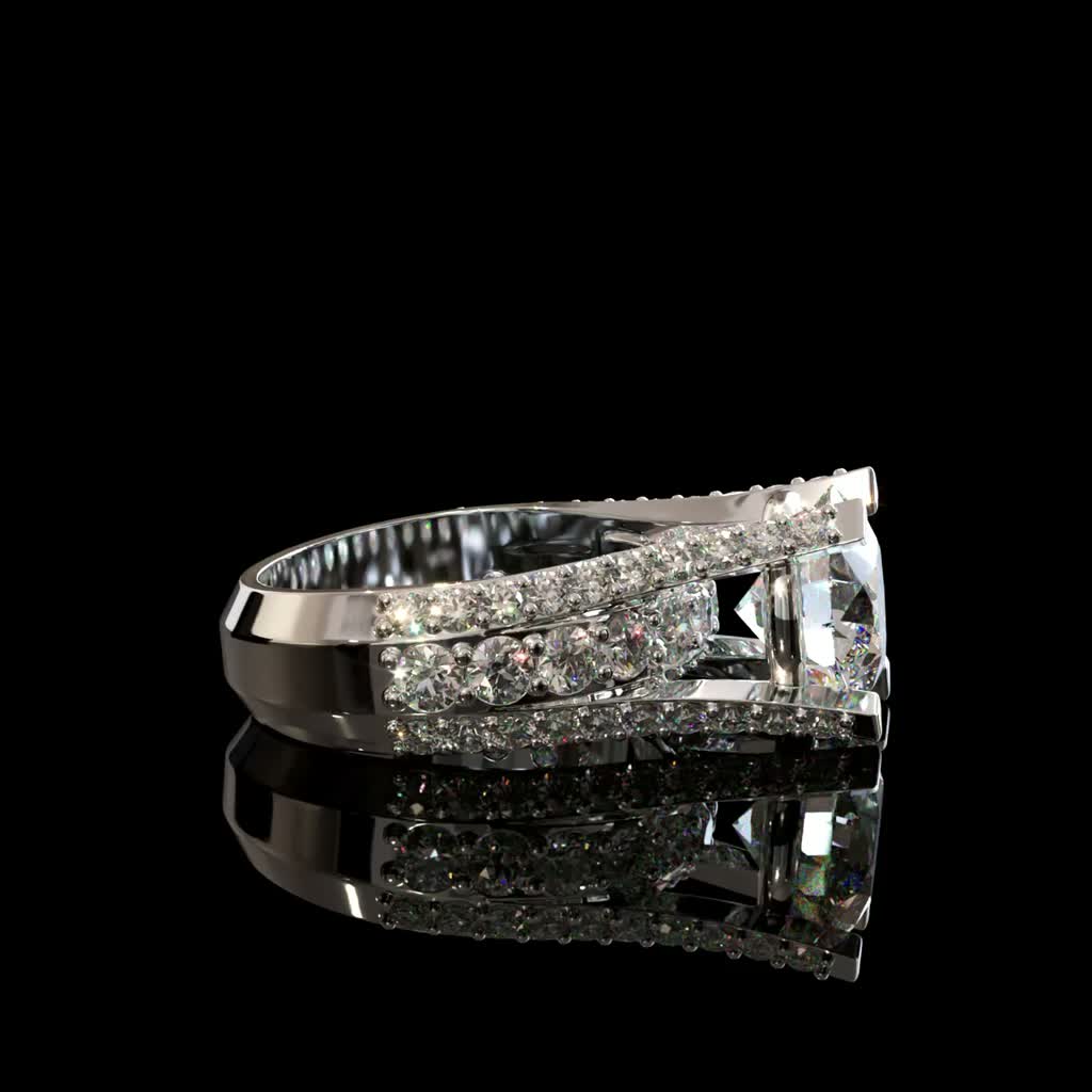 Monaco Pavé Barrel Ring product image on black background