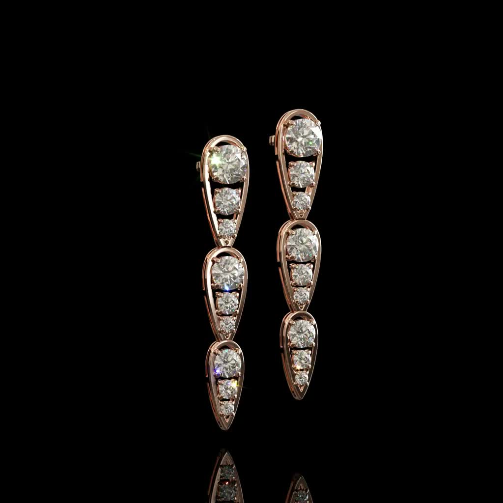Rose Meridian Drop Earrings product image on black background