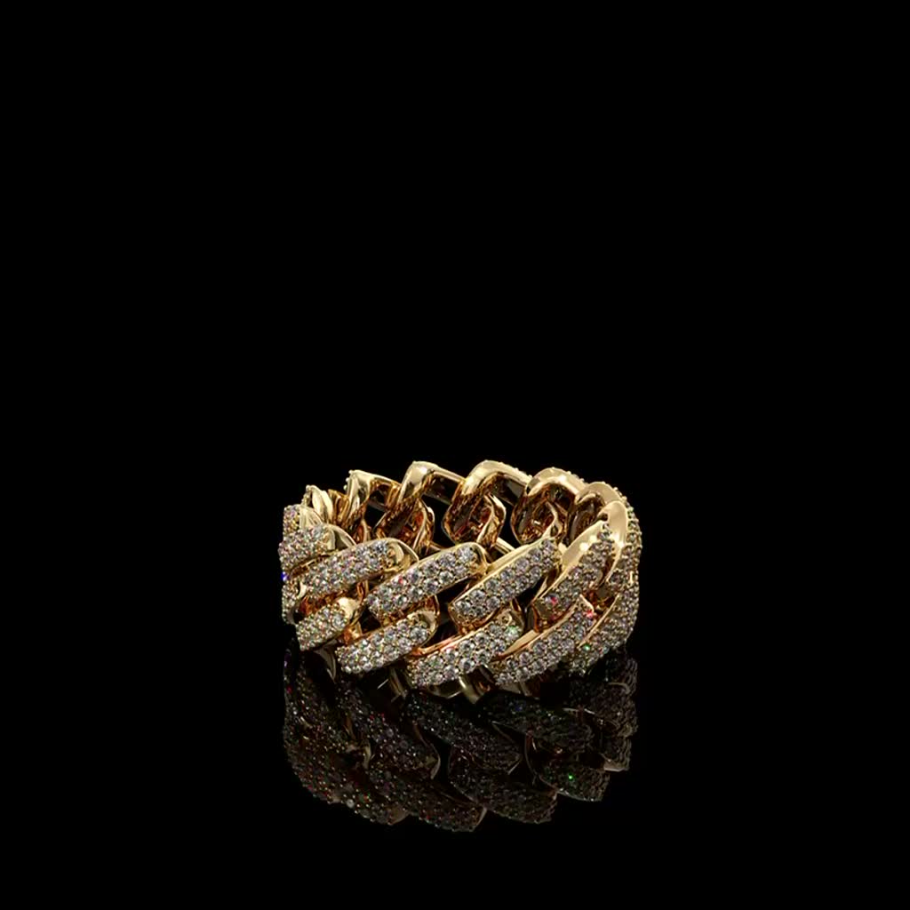 Cuban Link Pavé Ring product image on black background