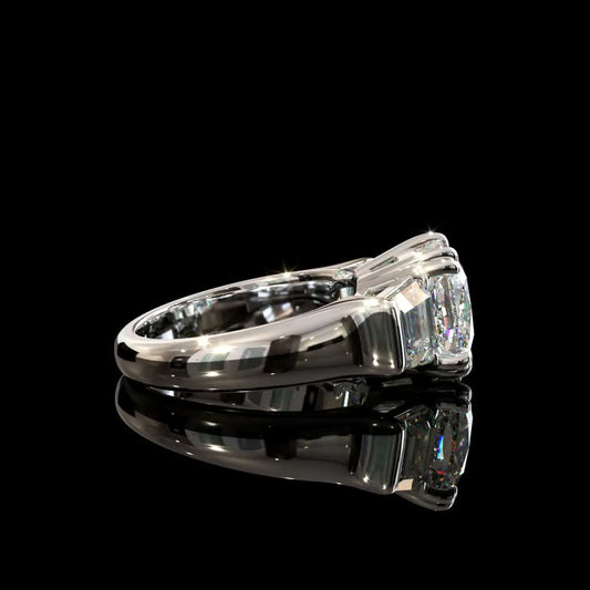 Platinum Step-Cut Signet Ring product image on black background