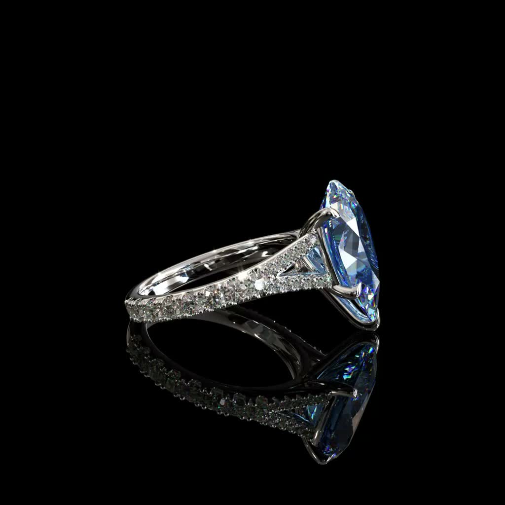 Azure Kite Halo Ring product image on black background