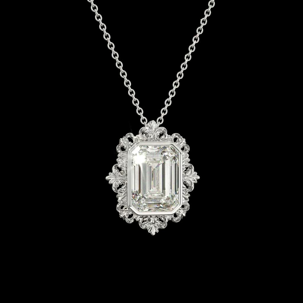 Snowfall Emerald Pendant product image on black background