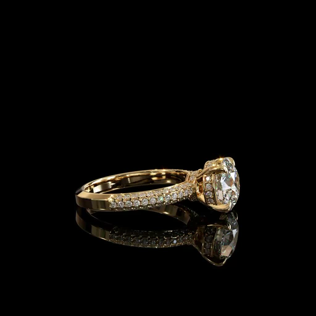 Aurora Pavé Solitaire Ring product image on black background