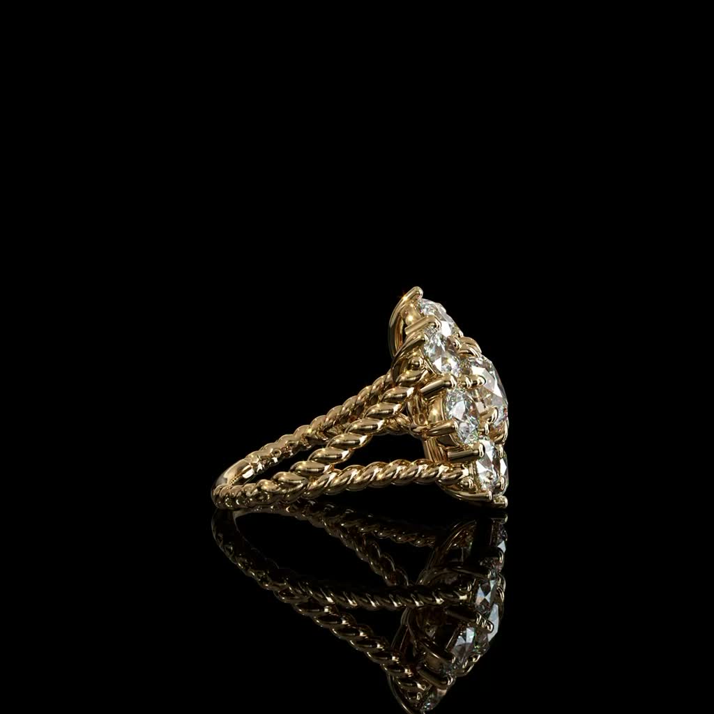 Triple Rail Marquise Ring product image on black background
