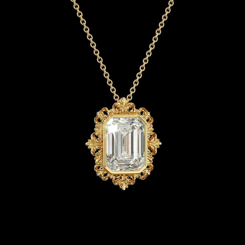 Golden Garden Emerald Pendant product image on black background