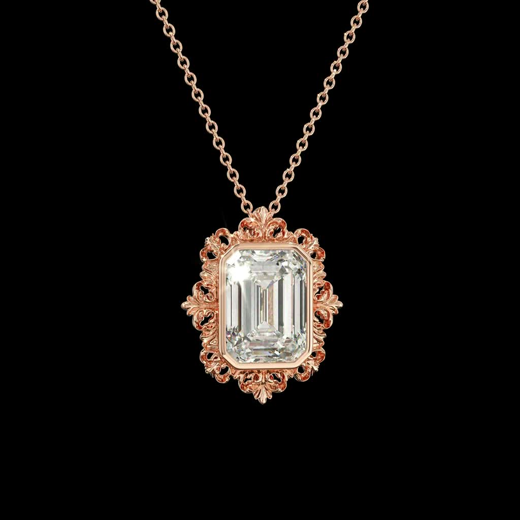 Blush Garden Emerald Pendant product image on black background