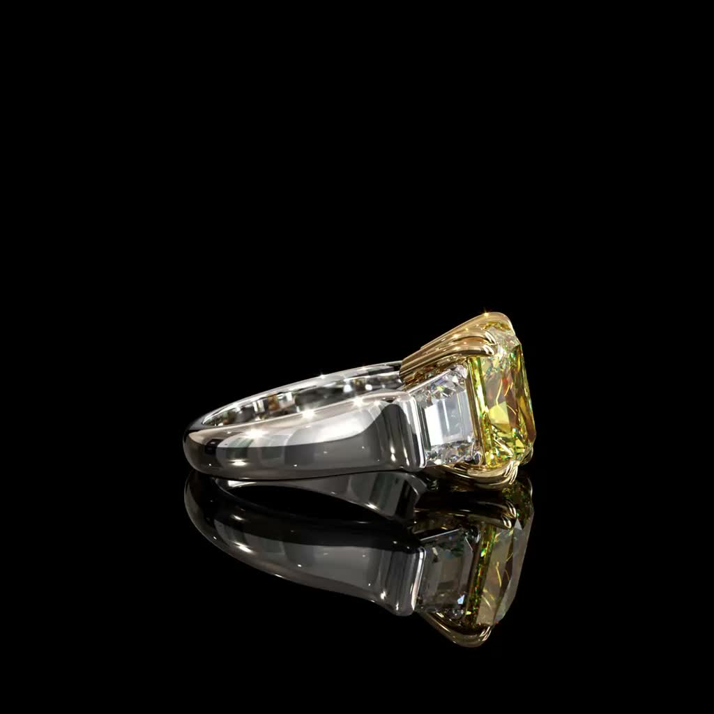 Citrine Shield Statement Ring product image on black background