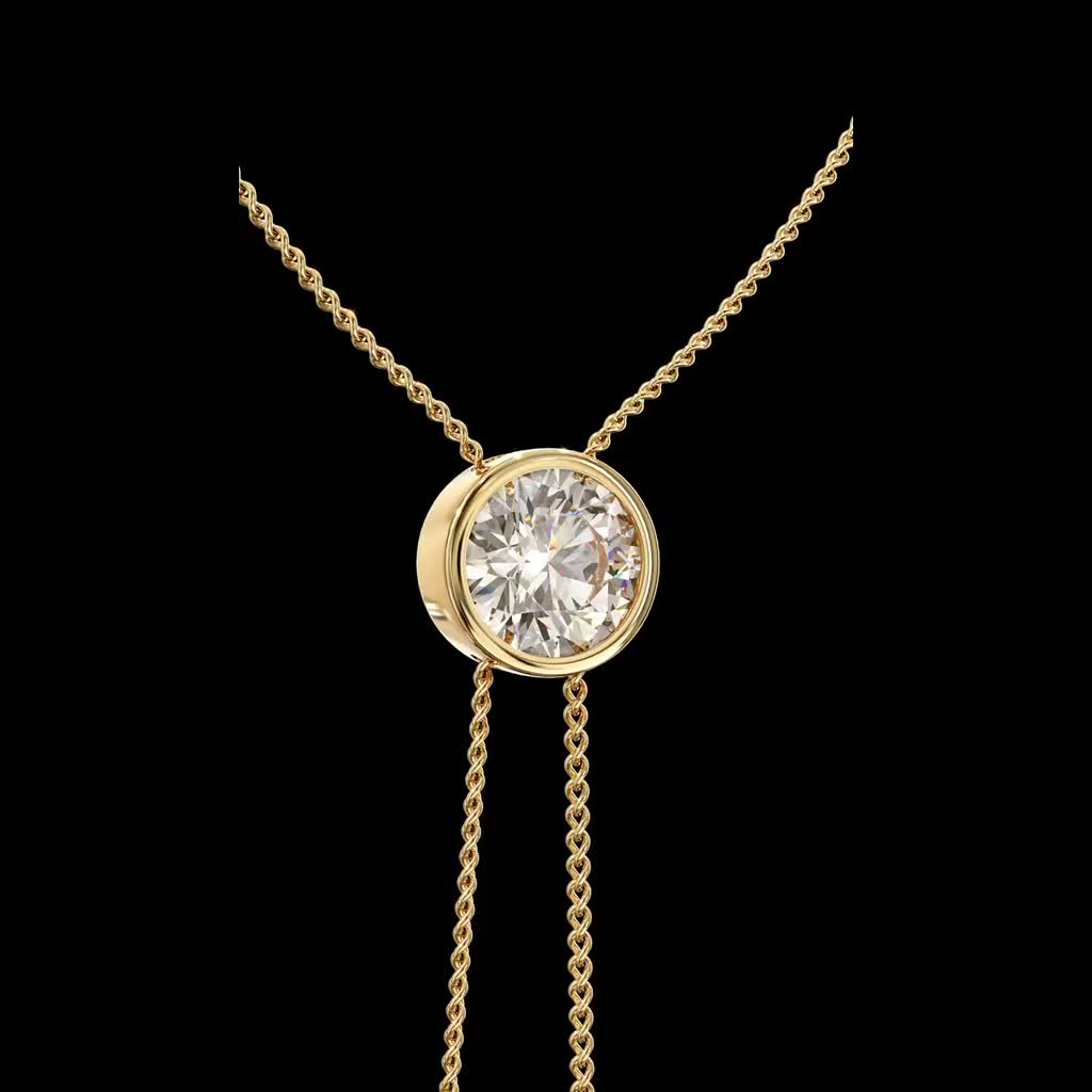 Golden Lariat Solitaire Necklace product image on black background