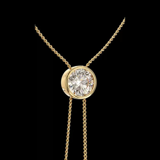 Golden Lariat Solitaire Necklace product image on black background