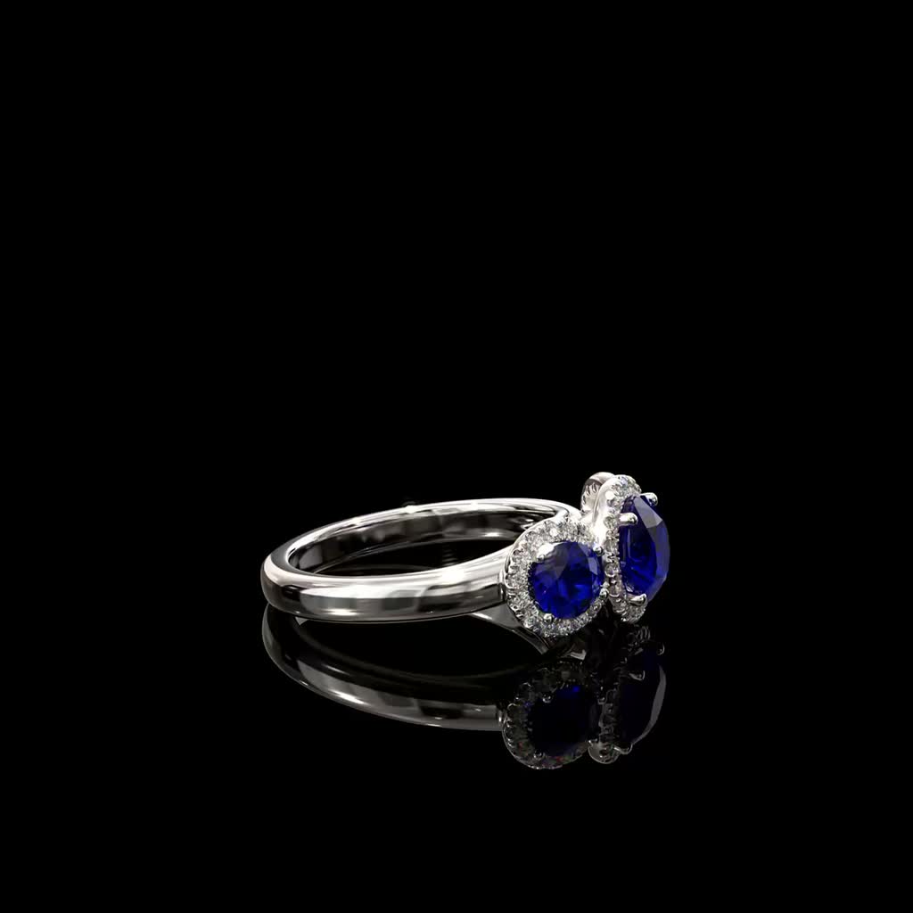 Twin Blue Stone Ring product image on black background