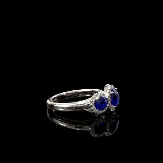 Twin Blue Stone Ring product image on black background