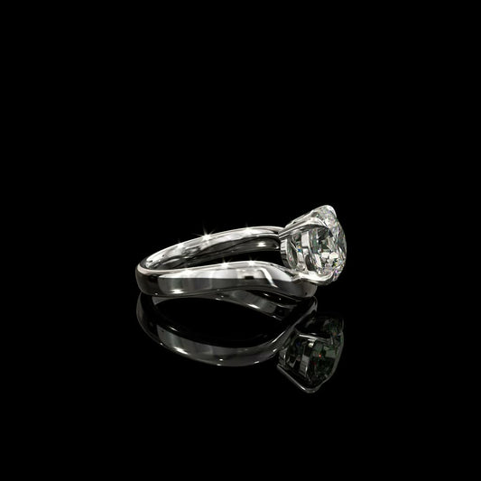 Silver Petite Solitaire Ring product image on black background