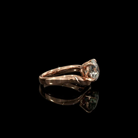 Rose Petite Solitaire Ring product image on black background