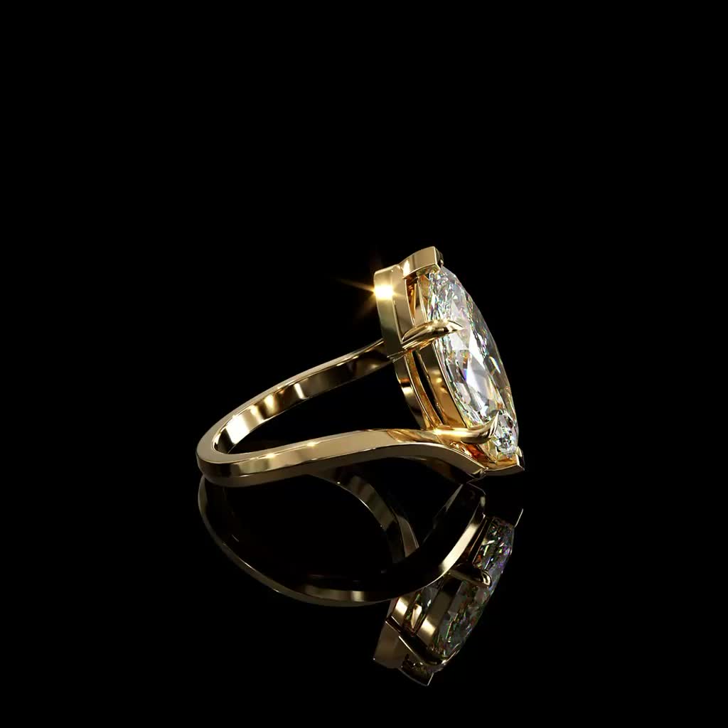 Golden Oval Statement Ring product image on black background