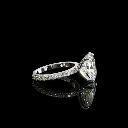 White Marquise Split Ring product image on black background