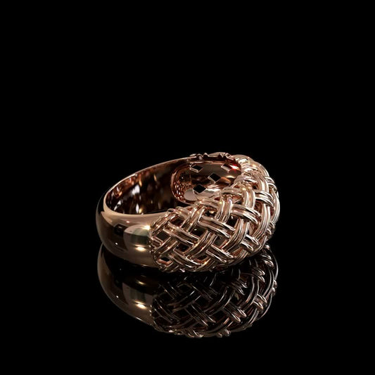 Rose Woven Dome Ring product image on black background