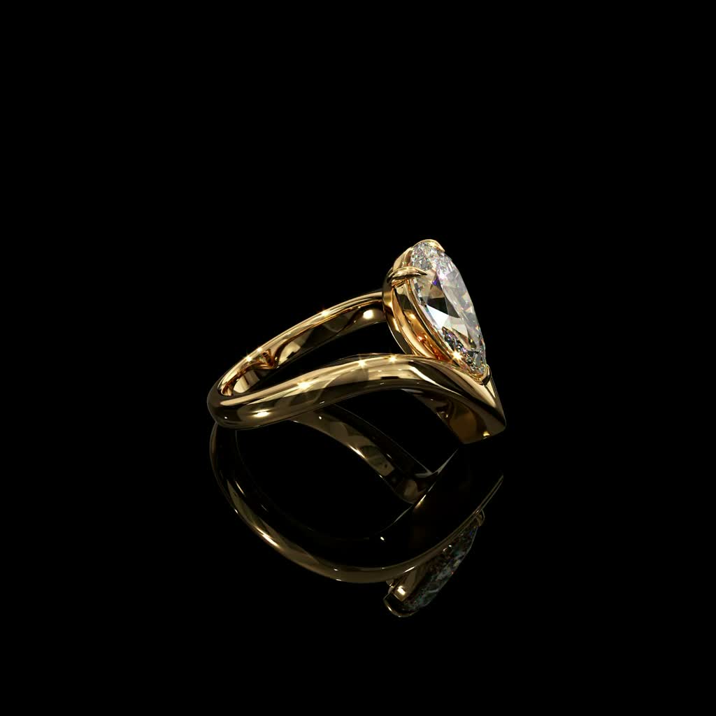 Golden Kite Solitaire Ring product image on black background