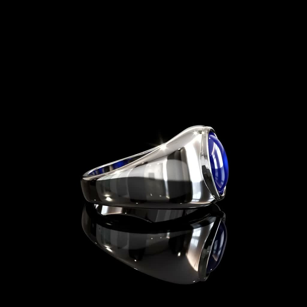 Blue Crest Signet Ring product image on black background
