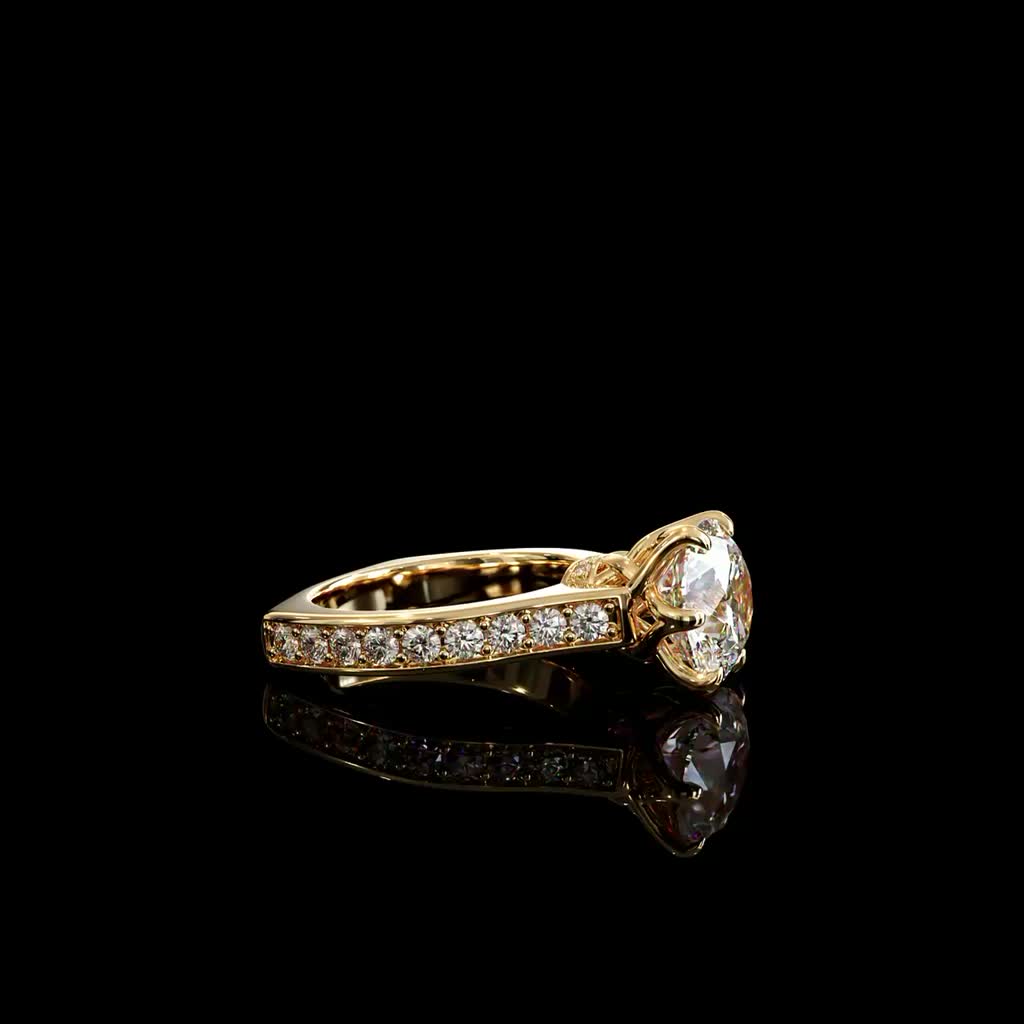 Golden Pavé Shoulder Ring product image on black background