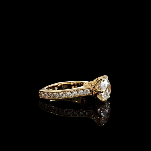 Golden Pavé Shoulder Ring product image on black background