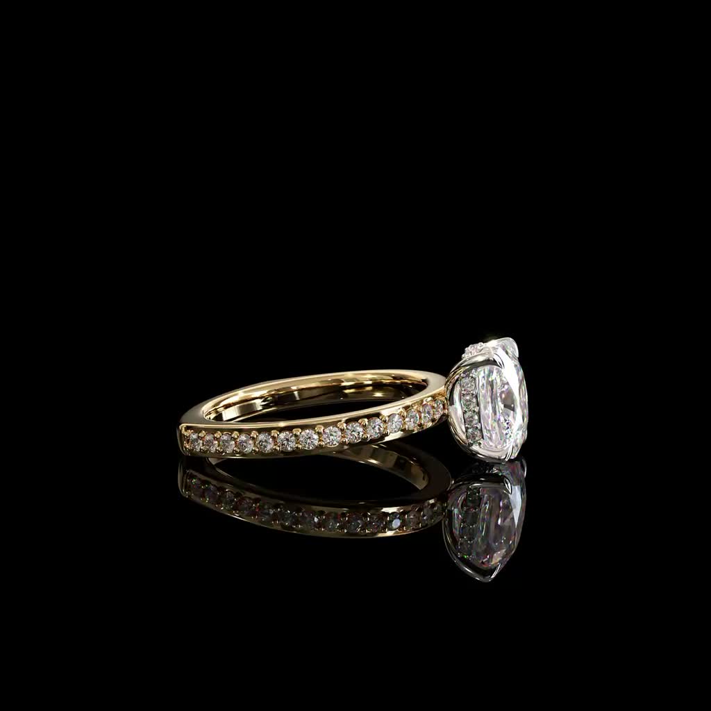 White Pavé Shoulder Ring product image on black background