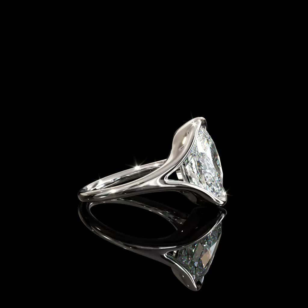 Silver Vela Pear Ring product image on black background