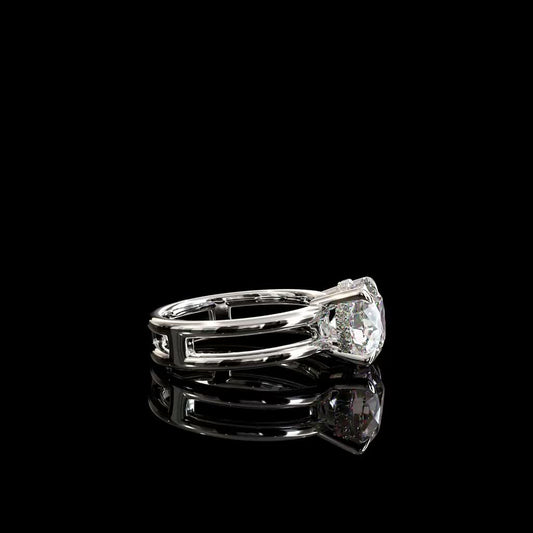 Twin Band Solitaire Ring product image on black background