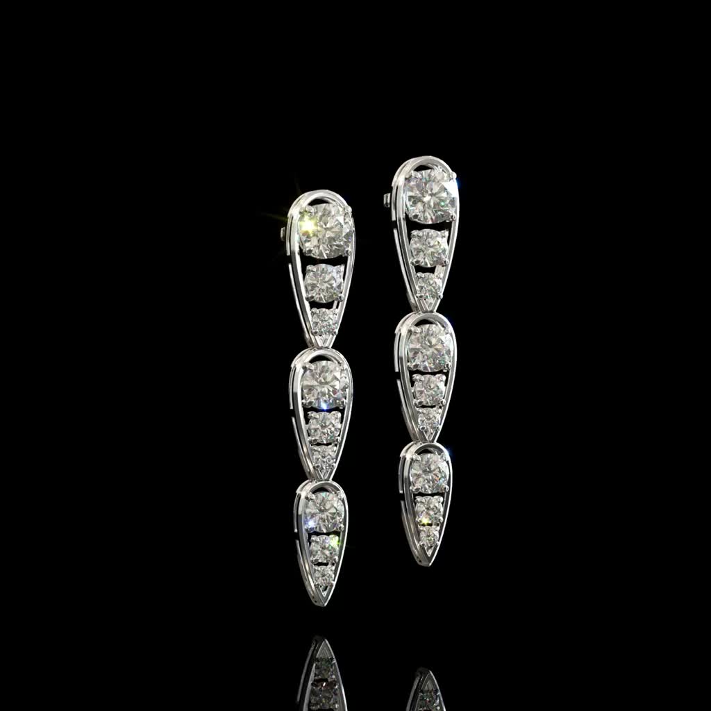 Icefall Pavé Drop Earrings product image on black background