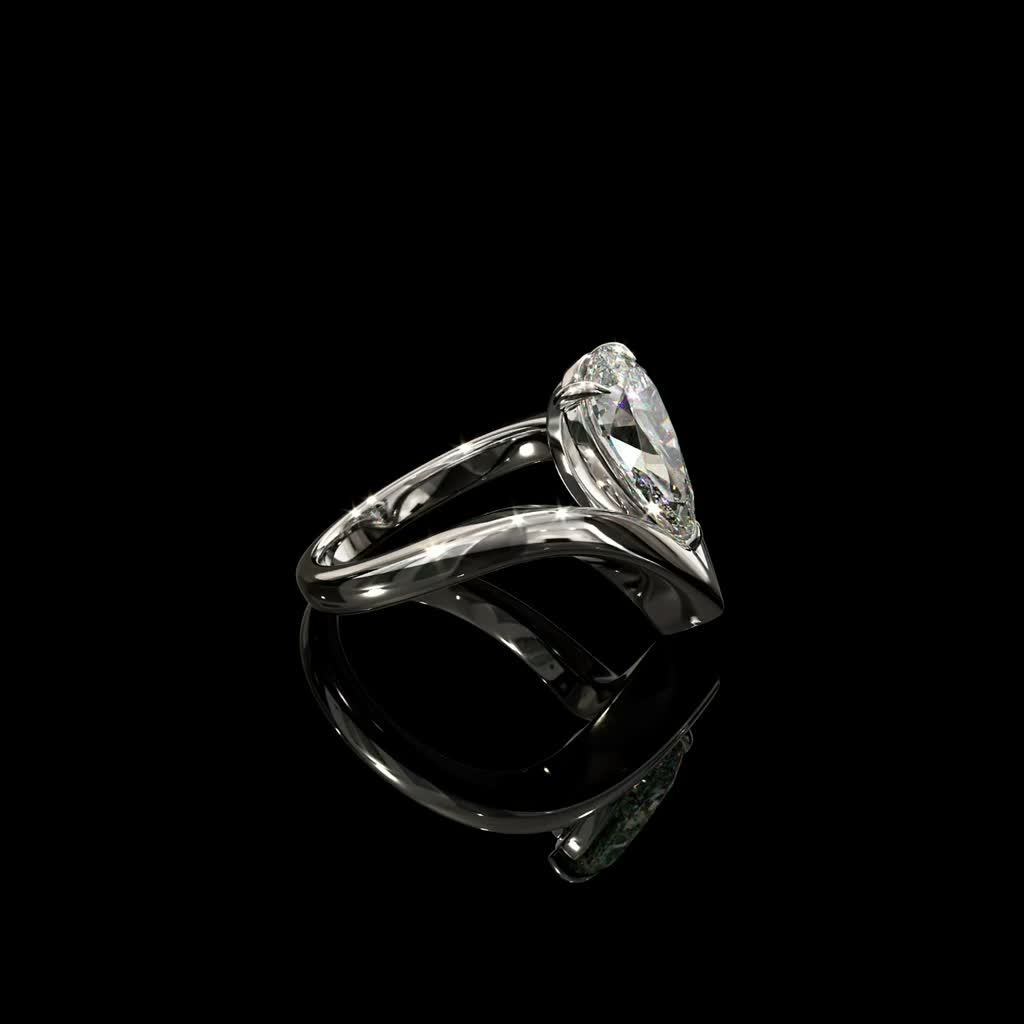 Classic Solitaire Side Ring product image on black background