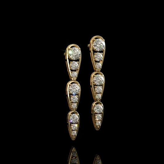 Golden Icefall Drop Earrings product image on black background